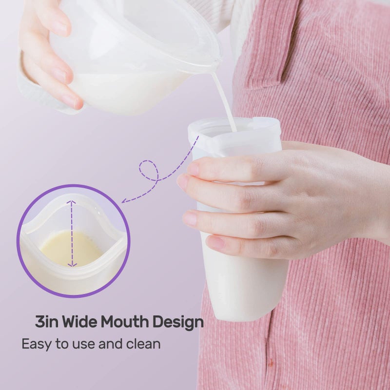 Nuliie 7 Pcs Silicone Breastmilk Storage Bags Reusable, 8oz/240ml Double Leak-Proof Breastmilk Freezer Bags, BPA Free Self-Standing Milk Bags for Breastfeeding, Baby Food Pouches - Image 4